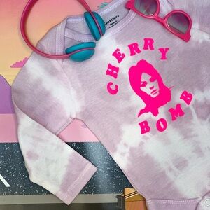JOAN JETT Runaways Cherry Bomb 80s Rocker tiedye long sleeve baby onesie NEWBORN